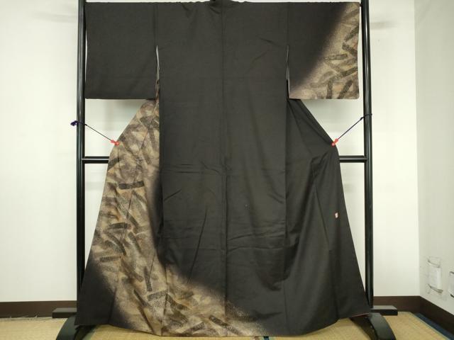 平和屋着物●五月みどりプロデュース　結城紬地　訪問着　霞文　暈し染め　金銀彩　正絹　逸品　DABI5262op