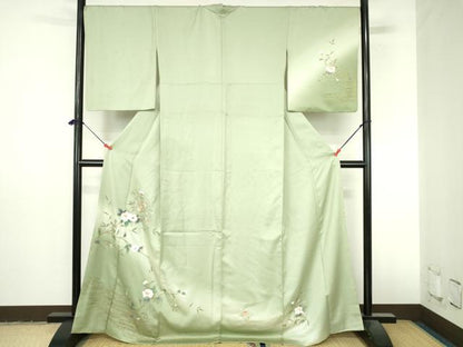 平和屋着物●中国三大刺繍　スワトウ刺繍　汕頭刺繍　訪問着　雪輪花文　暈し染め　金銀彩　正絹　逸品　DABI5266op
