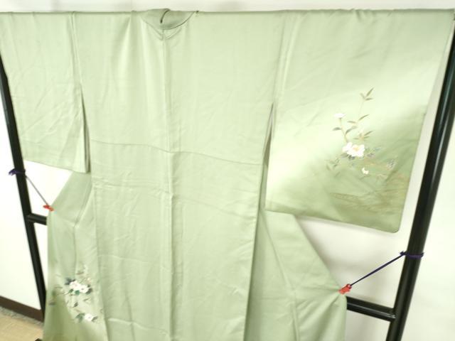 平和屋着物●中国三大刺繍　スワトウ刺繍　汕頭刺繍　訪問着　雪輪花文　暈し染め　金銀彩　正絹　逸品　DABI5266op