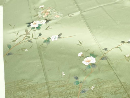 平和屋着物●中国三大刺繍　スワトウ刺繍　汕頭刺繍　訪問着　雪輪花文　暈し染め　金銀彩　正絹　逸品　DABI5266op