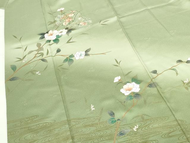 平和屋着物●中国三大刺繍　スワトウ刺繍　汕頭刺繍　訪問着　雪輪花文　暈し染め　金銀彩　正絹　逸品　DABI5266op