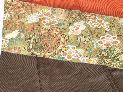 平和屋着物●豪華振袖　花唐草文　暈し染め　金銀彩　金通し地　正絹　逸品　DABI5272op
