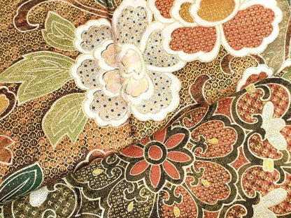 平和屋着物●豪華振袖　花唐草文　暈し染め　金銀彩　金通し地　正絹　逸品　DABI5272op