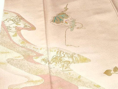 平和屋着物●訪問着　竹屋町刺繍　道長花鳥文　暈し染め　金彩　正絹　逸品　DABI5274op