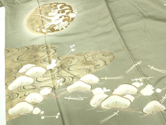 平和屋着物●豪華色留袖　駒刺繍　飛鶴立波花文　松葉散らし　松ぼっくり　暈し染め　金彩　正絹　逸品　DABI5277op
