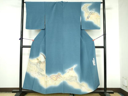 平和屋着物●友禅師・京の名工・伝統工芸士・樽本伊勢蔵　訪問着　立波楽器花文　暈し染め　金銀彩　正絹　逸品　未使用　DABI5278op