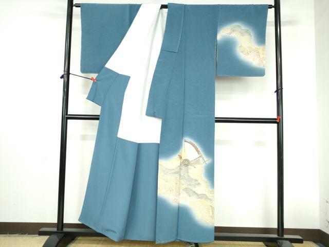 平和屋着物●友禅師・京の名工・伝統工芸士・樽本伊勢蔵　訪問着　立波楽器花文　暈し染め　金銀彩　正絹　逸品　未使用　DABI5278op