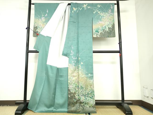 平和屋着物●訪問着　草花　暈し染め　金彩　正絹　逸品　DABI5284op