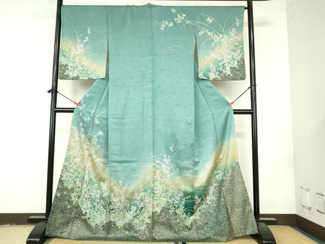 平和屋着物●訪問着　草花　暈し染め　金彩　正絹　逸品　DABI5284op