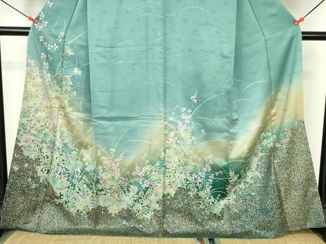 平和屋着物●訪問着　草花　暈し染め　金彩　正絹　逸品　DABI5284op