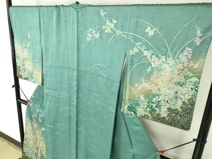 平和屋着物●訪問着　草花　暈し染め　金彩　正絹　逸品　DABI5284op