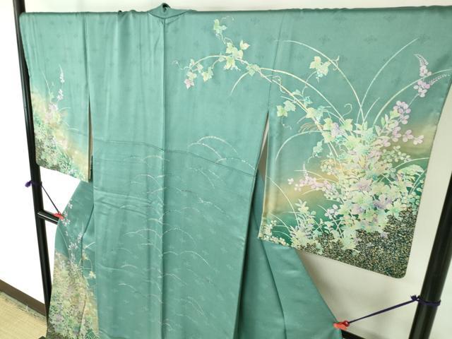 平和屋着物●訪問着　草花　暈し染め　金彩　正絹　逸品　DABI5284op