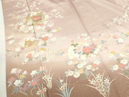 平和屋着物●訪問着　雪輪花文　暈し染め　金彩　正絹　逸品　DABI5289op
