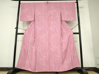 平和屋着物●上質な小紋　絞り　地紋起こし　切嵌　花唐草文　正絹　逸品　DABI5290op