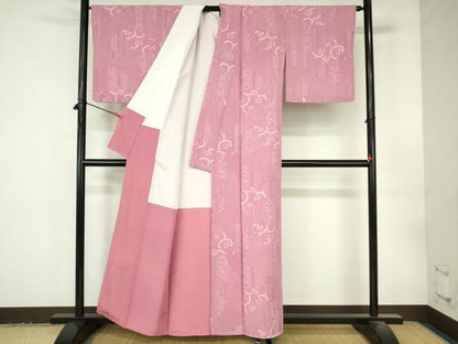 平和屋着物●上質な小紋　絞り　地紋起こし　切嵌　花唐草文　正絹　逸品　DABI5290op