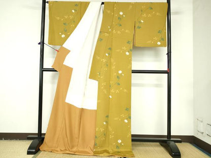 平和屋着物●上質な小紋　絞り　草花文　金彩　ロング丈　正絹　逸品　DABI5293op
