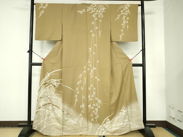 平和屋着物●訪問着　刺繍　草花文　正絹　逸品　DABI5295op