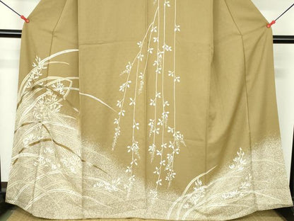 平和屋着物●訪問着　刺繍　草花文　正絹　逸品　DABI5295op