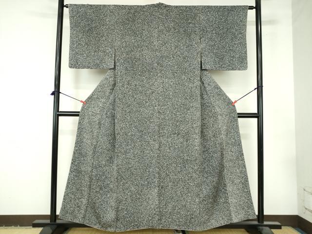 平和屋着物●京友禅の第一人者　松井青々　小紋　霞文　たたき染め　黒地　正絹　逸品　DABI5297op