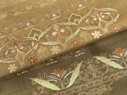 平和屋着物●本場染大島紬　訪問着　竹屋町刺繍　横段花文　暈し染め　金彩　正絹　逸品　未使用　DABI5304op