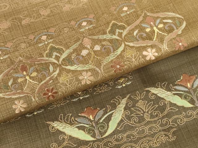 平和屋着物●本場染大島紬　訪問着　竹屋町刺繍　横段花文　暈し染め　金彩　正絹　逸品　未使用　DABI5304op