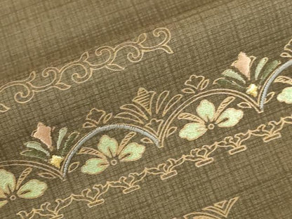 平和屋着物●本場染大島紬　訪問着　竹屋町刺繍　横段花文　暈し染め　金彩　正絹　逸品　未使用　DABI5304op