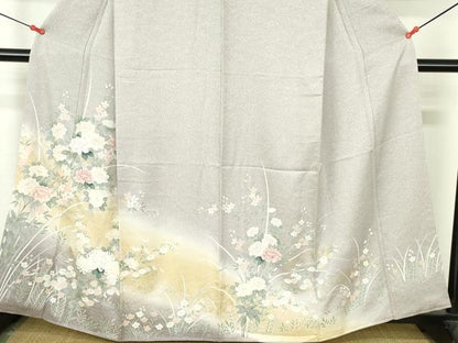 平和屋着物●訪問着　草花　暈し染め　金銀彩　正絹　逸品　DABI5305op