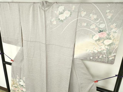 平和屋着物●訪問着　草花　暈し染め　金銀彩　正絹　逸品　DABI5305op