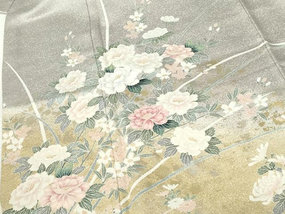 平和屋着物●訪問着　草花　暈し染め　金銀彩　正絹　逸品　DABI5305op