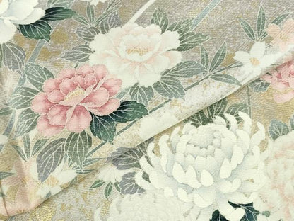 平和屋着物●訪問着　草花　暈し染め　金銀彩　正絹　逸品　DABI5305op