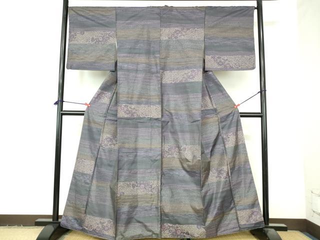 平和屋着物●本場大島紬　横段花文　正絹　逸品　未使用　DABI5307op