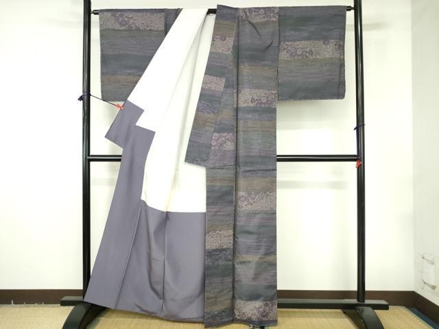 平和屋着物●本場大島紬　横段花文　正絹　逸品　未使用　DABI5307op