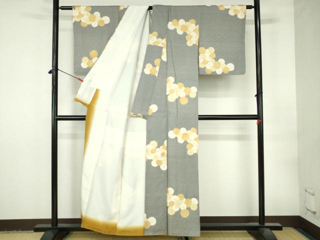 平和屋着物●上質な小紋　菊尽くし　黒地　金彩　正絹　逸品　DABI5308op