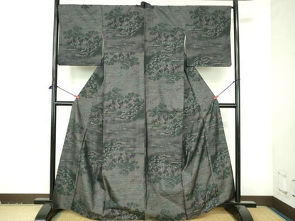 平和屋着物●都喜ヱ門　本場大島紬　9マルキ　風景文　藤絹織物謹製　正絹　逸品　DABI5309op