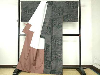 平和屋着物●都喜ヱ門　本場大島紬　9マルキ　風景文　藤絹織物謹製　正絹　逸品　DABI5309op