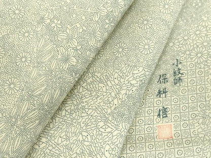 平和屋着物●伝統工芸士　保科信　江戸小紋　吉祥花小紋柄　正絹　逸品　DABI5314op