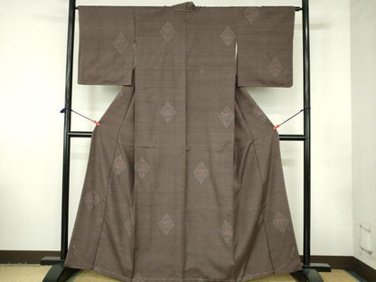 平和屋着物●結城紬　100亀甲　飛び亀甲柄　花菱文　正絹　逸品　未使用　DABI5316op