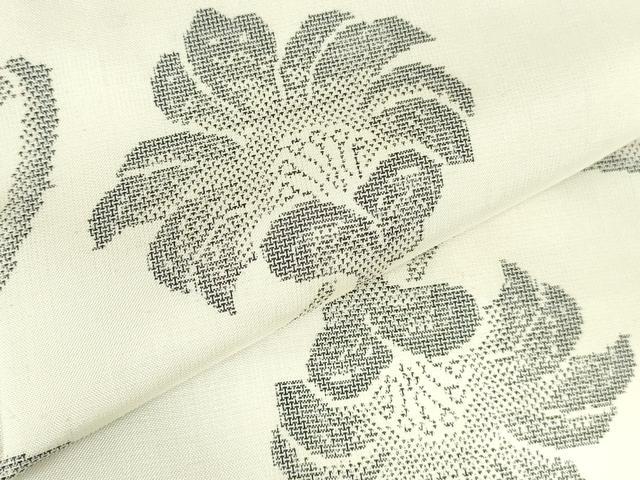 平和屋着物●本場大島紬　白大島　9マルキ　地空き　更紗花文　正絹　逸品　DABI5320op