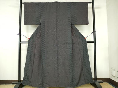 平和屋着物●上質な小紋　籠目花尽くし文　黒地　正絹　逸品　DABI5321op