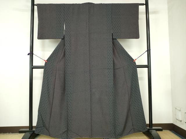 平和屋着物●上質な小紋　籠目花尽くし文　黒地　正絹　逸品　DABI5321op
