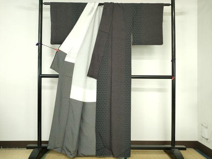 平和屋着物●上質な小紋　籠目花尽くし文　黒地　正絹　逸品　DABI5321op