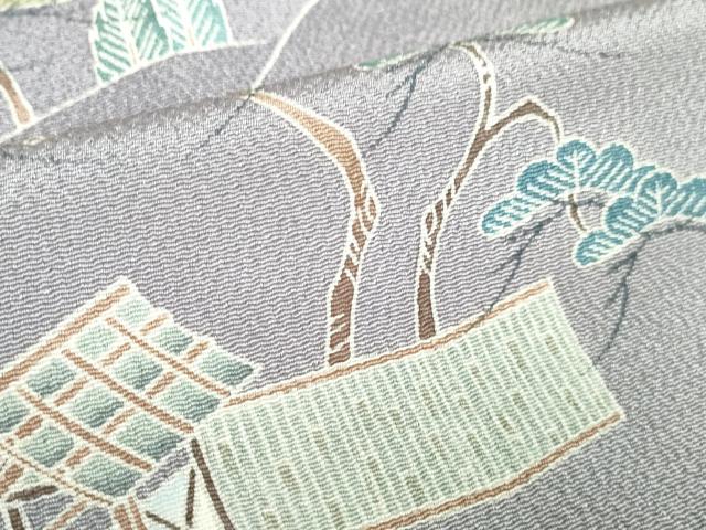 平和屋着物●訪問着　作家物　千歳橋　風景花松文　暈し染め　鬼しぼ縮緬　正絹　逸品　DABI5324op