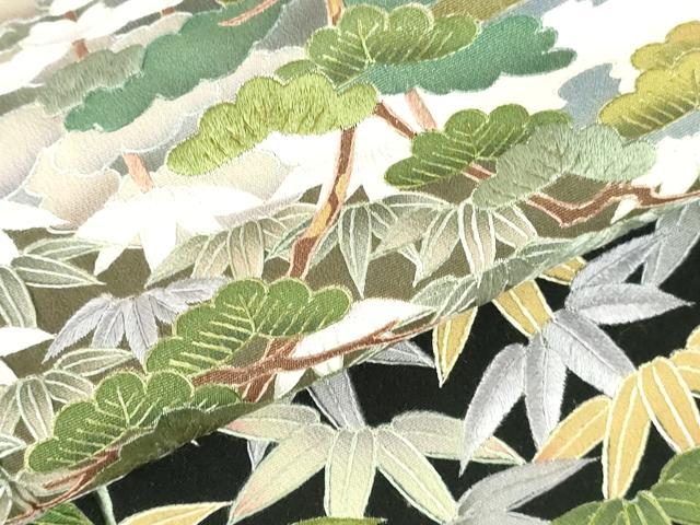 平和屋着物▼豪華黒留袖　作家物　刺繍　風景文　正絹　逸品　DABI5328op