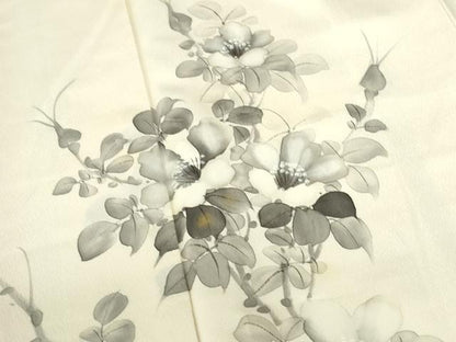 平和屋着物▼訪問着　手描き　草花　金彩　正絹　逸品　DABI5339op