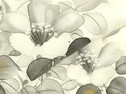 平和屋着物▼訪問着　手描き　草花　金彩　正絹　逸品　DABI5339op