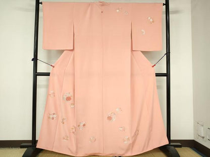 平和屋着物▼訪問着　総刺繍　花丸文　金糸　正絹　逸品　DABI5341op