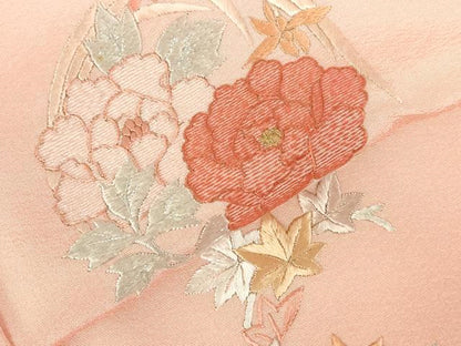 平和屋着物▼訪問着　総刺繍　花丸文　金糸　正絹　逸品　DABI5341op