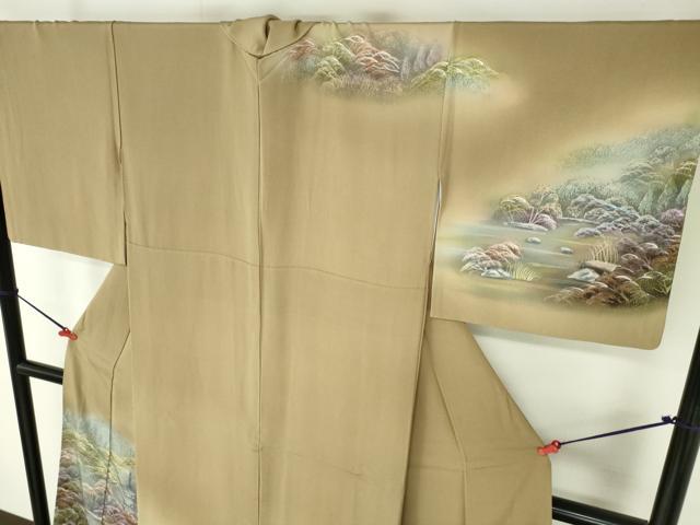 平和屋着物▼訪問着　作家物　手描き　風景花文　暈し染め　正絹　逸品　DABI5348op