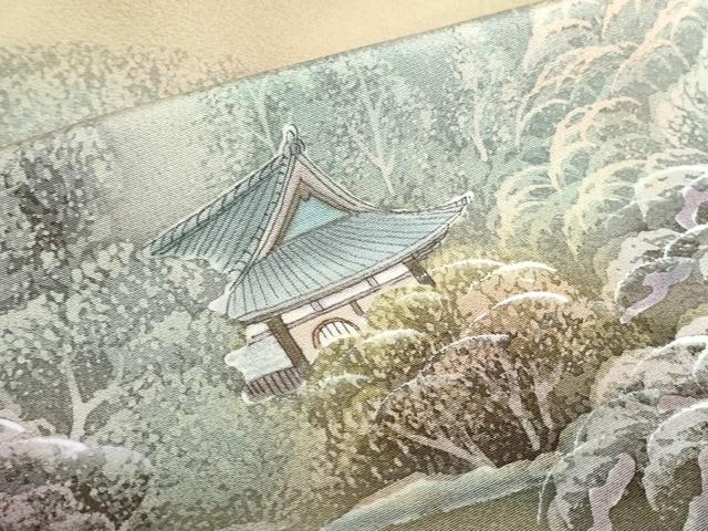 平和屋着物▼訪問着　作家物　手描き　風景花文　暈し染め　正絹　逸品　DABI5348op