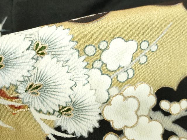 平和屋着物▼豪華黒留袖　刺繍　尾長鳥花文　金銀糸　正絹　逸品　DABI5353op
